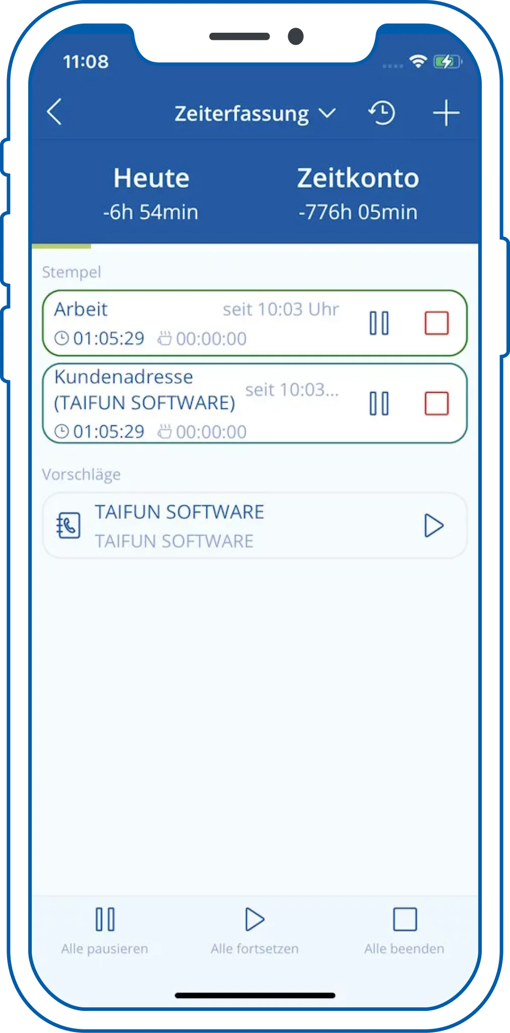 TAIFUN App Stempeln