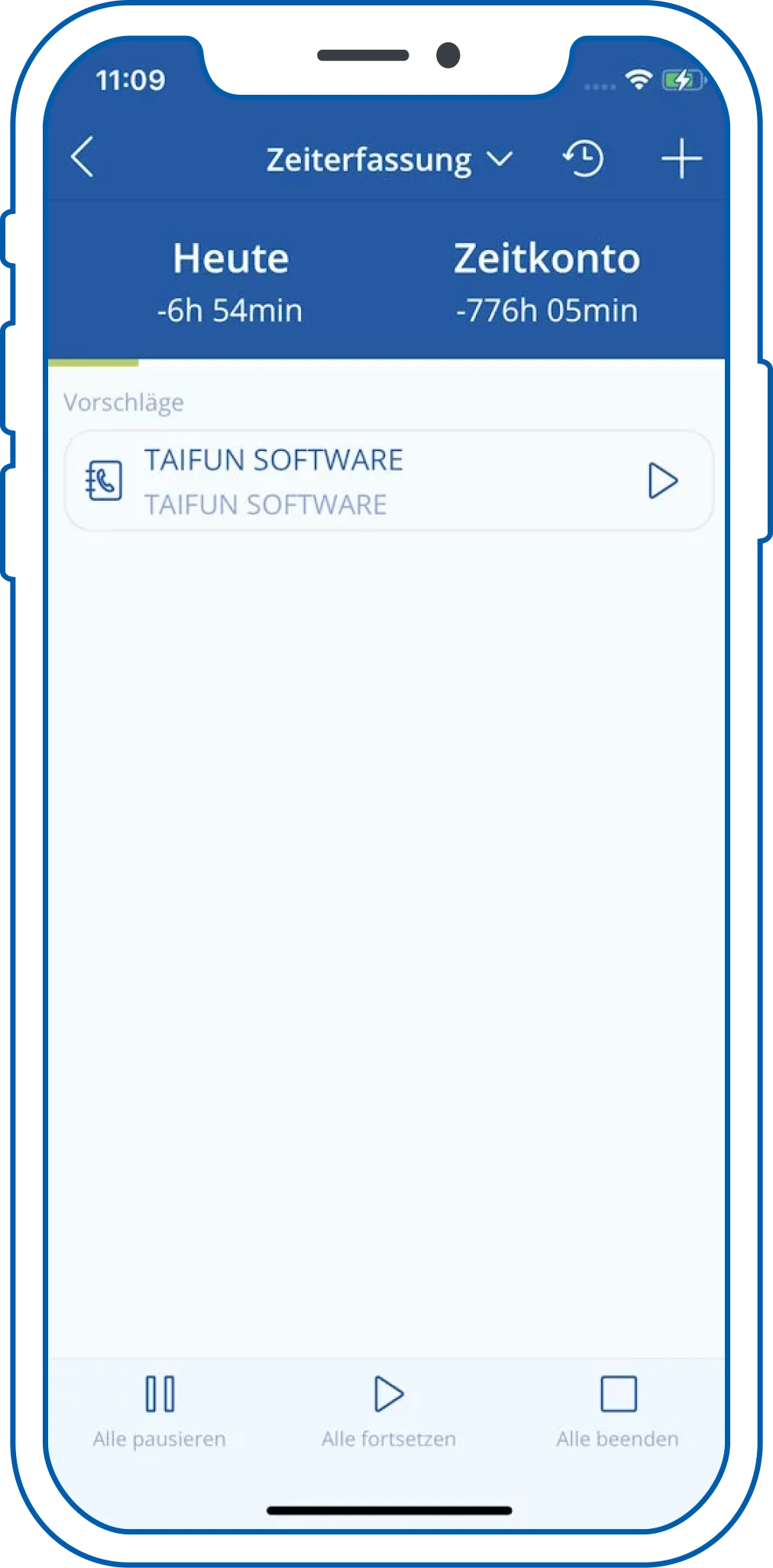 TAIFUN App Zeiterfassung