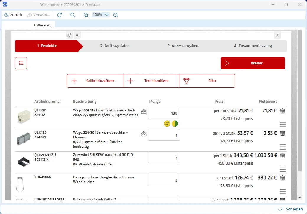 DATANORM Shopconnect Übersicht