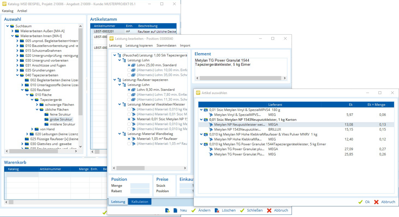 Preisübersicht mit Malertexten Preisübersicht mit Malertexten